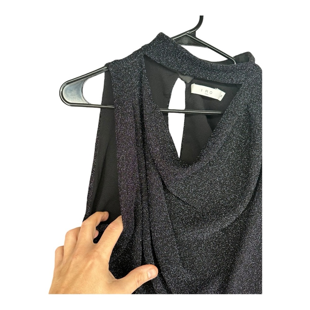 IRO Paris 36 Black Foa Sparkly Cutout Blouse High Neck Party Cocktail Sexy - Picture 3 of 15